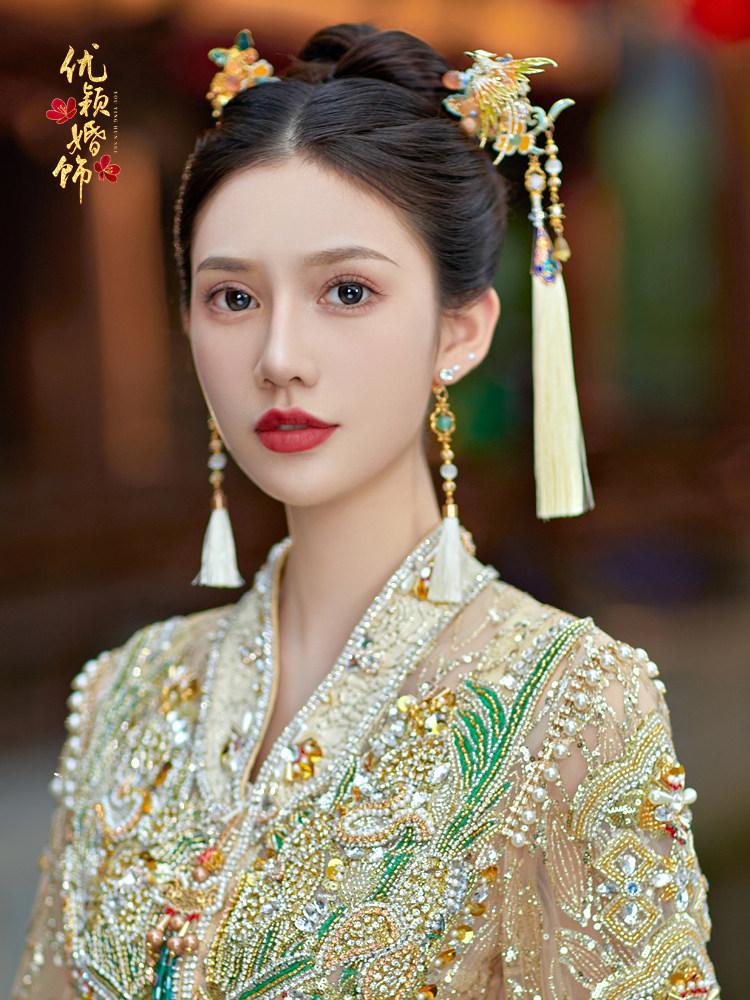 新中式彩色千纸鹤古典结婚头饰品