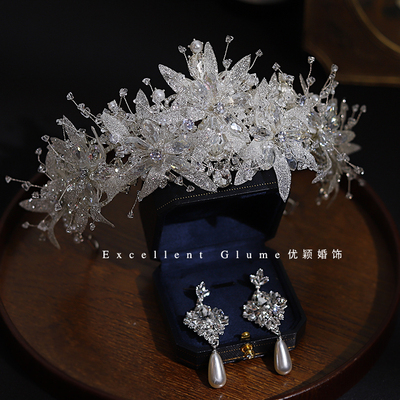 闪粉花朵白纱饰品婚礼仪式公主冠