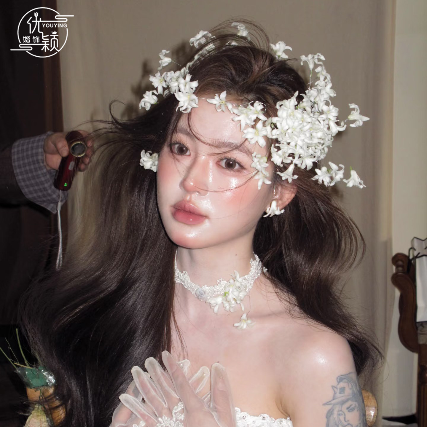 康康造型超仙森系白色碎花朵对夹项链套装婚礼头纱外景旅拍配饰品,饰品/流行首饰/时尚饰品新,发饰,淘宝优惠券,粉丝福利购,淘宝优惠卷
