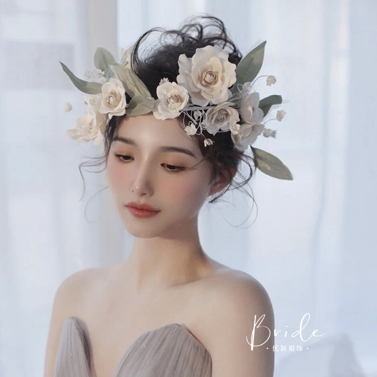 发箍头饰花环缎面法式复古油画风