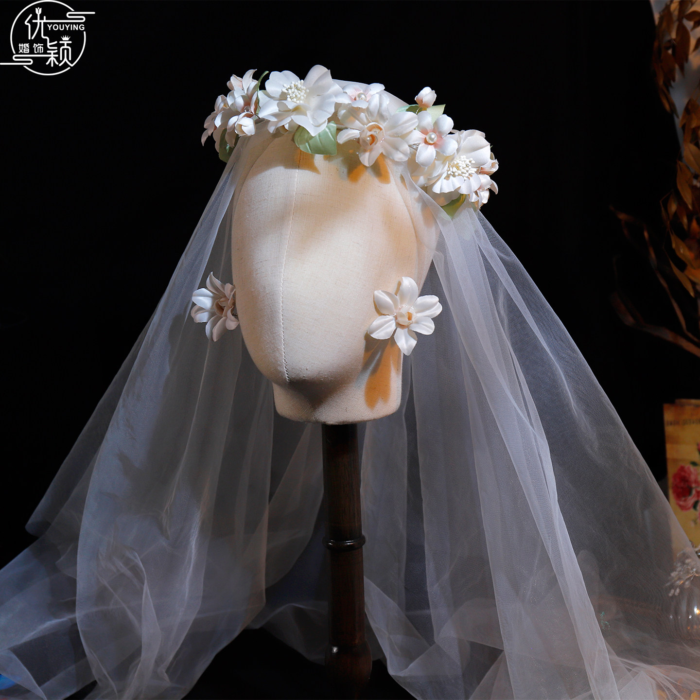 优颖新款超仙气质白色花朵珍珠发箍新娘婚纱礼服影楼造型头饰配饰
