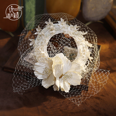 法式创意网纱花礼帽拍照样片造型