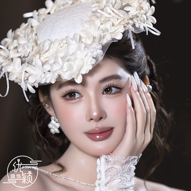 原创新娘发饰手作复古芭蕾晚宴礼服花朵氛围感法式精致氛围感头饰