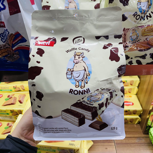 俄罗斯进口大奶牛巧克力威化饼干散装konti康吉牌牛奶休闲零食品