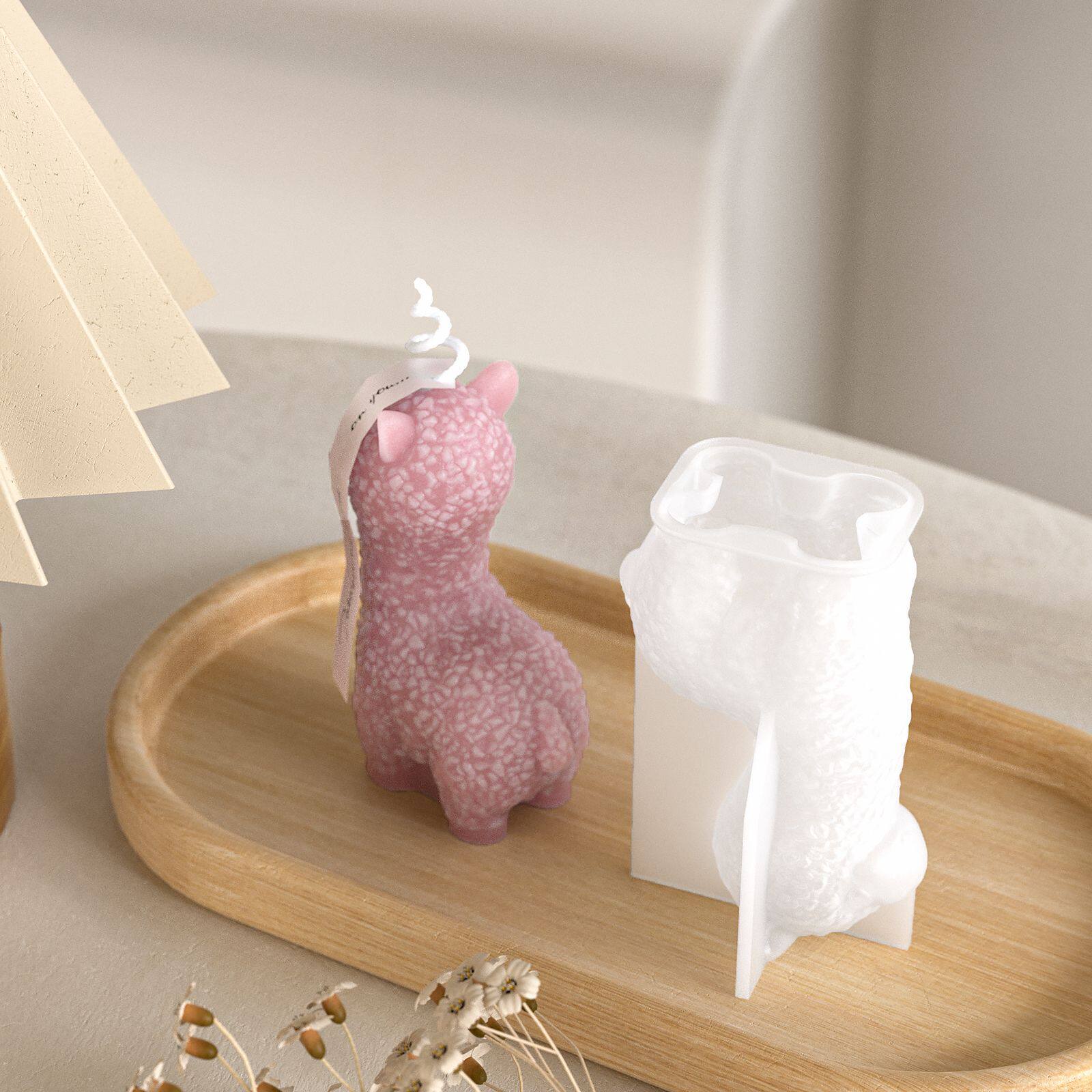 3D立体羊驼蜡烛摆件硅胶模具diy香薰石膏家居饰品滴胶模具
