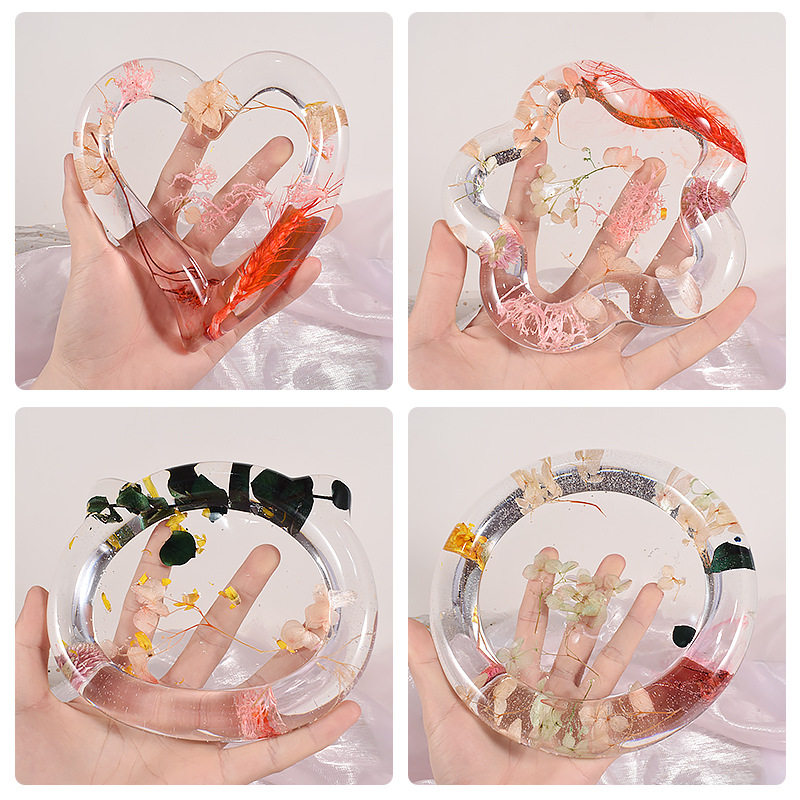 diy水晶滴胶树脂石膏收纳盘圆形心形猫头花朵
