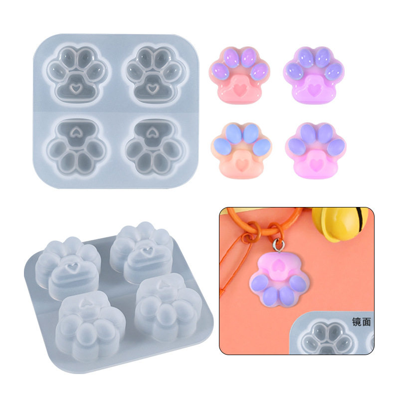 diy水晶滴胶模具迷你四格小猫爪