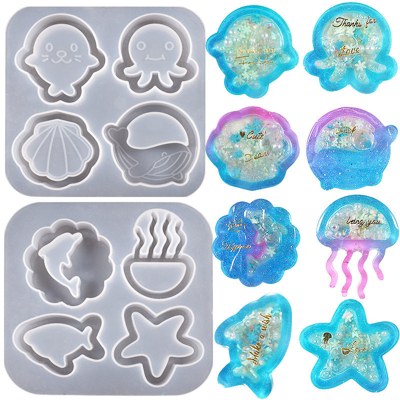 滴胶海洋动物流沙吊坠硅胶模具di