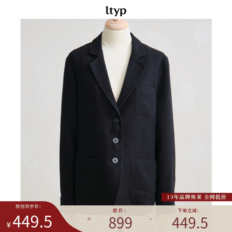 复古纯色羊毛西装亚麻外套