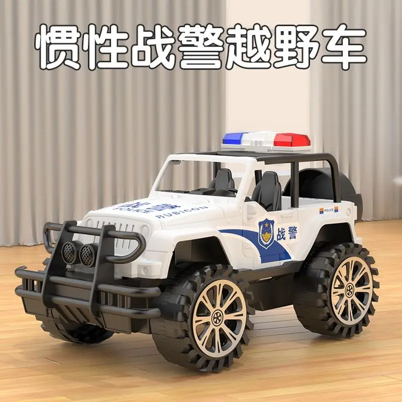 越野警车惯性仿真大号儿童越野车模型警察吉普车男孩子耐摔玩具车