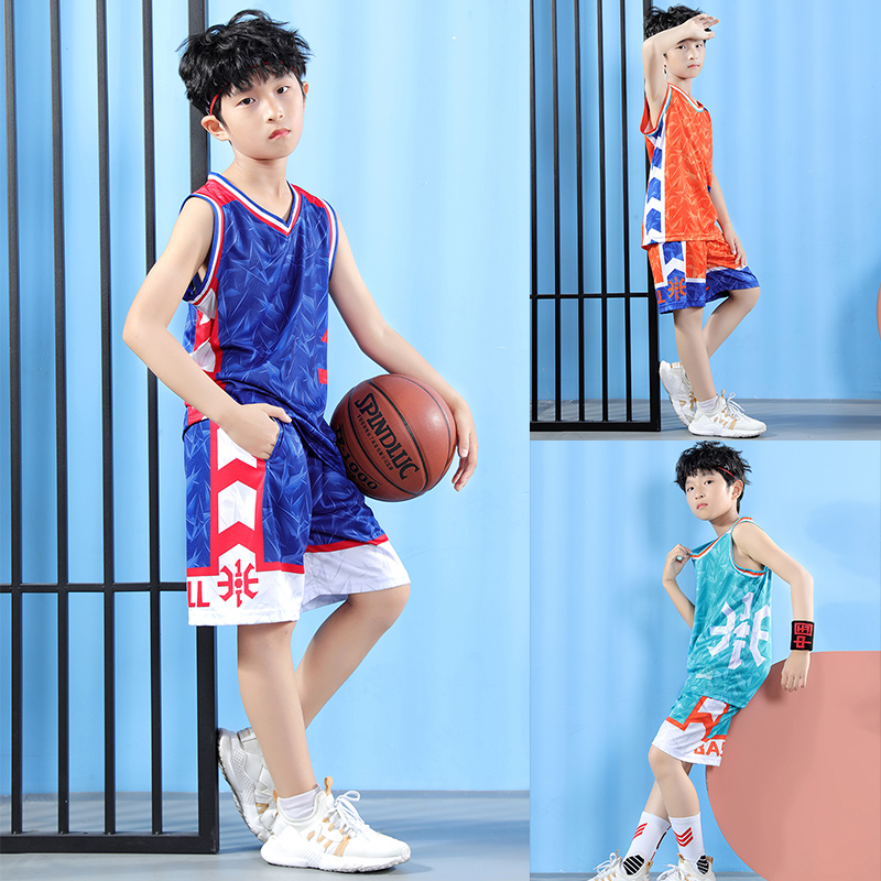 迷彩儿童篮球服套装男童速干运动服小学生训练服队服女童背心定制