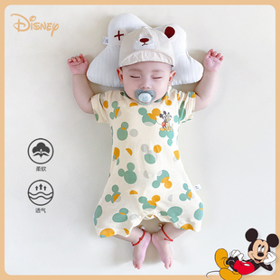 Disney/迪士尼新生婴儿衣服夏季纯棉哈衣爬服短袖刚出生宝宝
