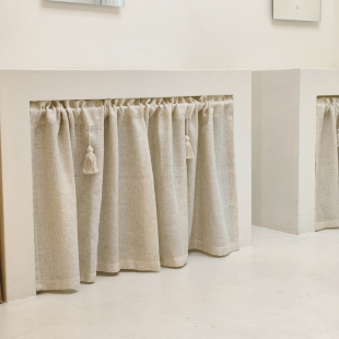 拾光日式 乡村窗帘 棉麻短帘复古文艺免打孔柜半帘北欧隔断门帘美式