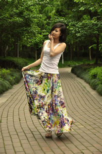 夏季新款民族风波西米亚裙子雪纺半身裙半裙裙裙子显瘦大摆长裙