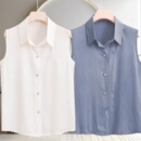 百搭神器时尚 雪纺衬衫 春夏翻领内搭背心打底衫 无袖 假领 女2025新款