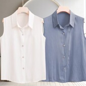 百搭神器时尚 雪纺衬衫 春夏翻领内搭背心打底衫 无袖 假领 女2026新款