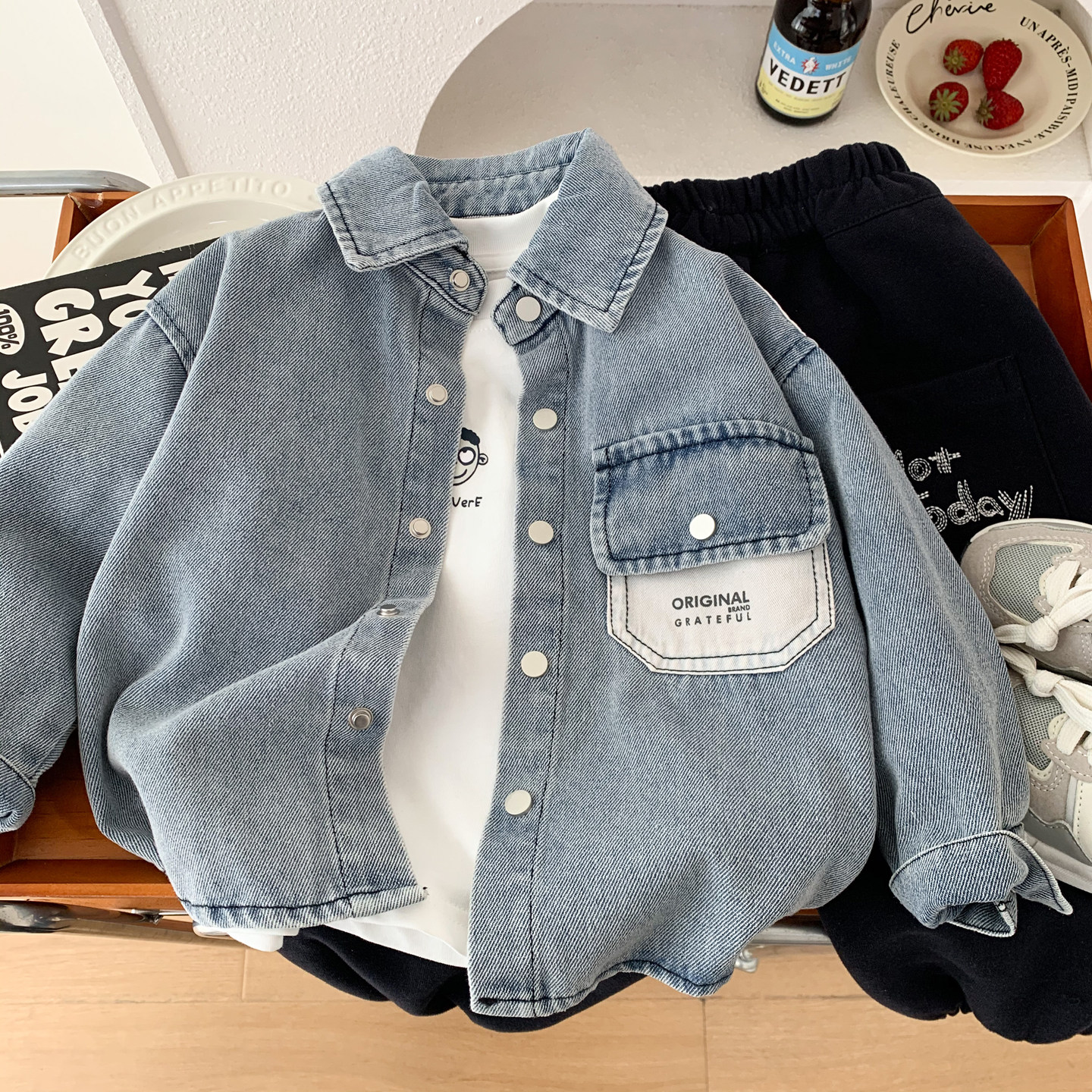 男童春装牛仔衬衫2026新款儿童韩版柔软薄款外套宝宝春秋帅气上衣