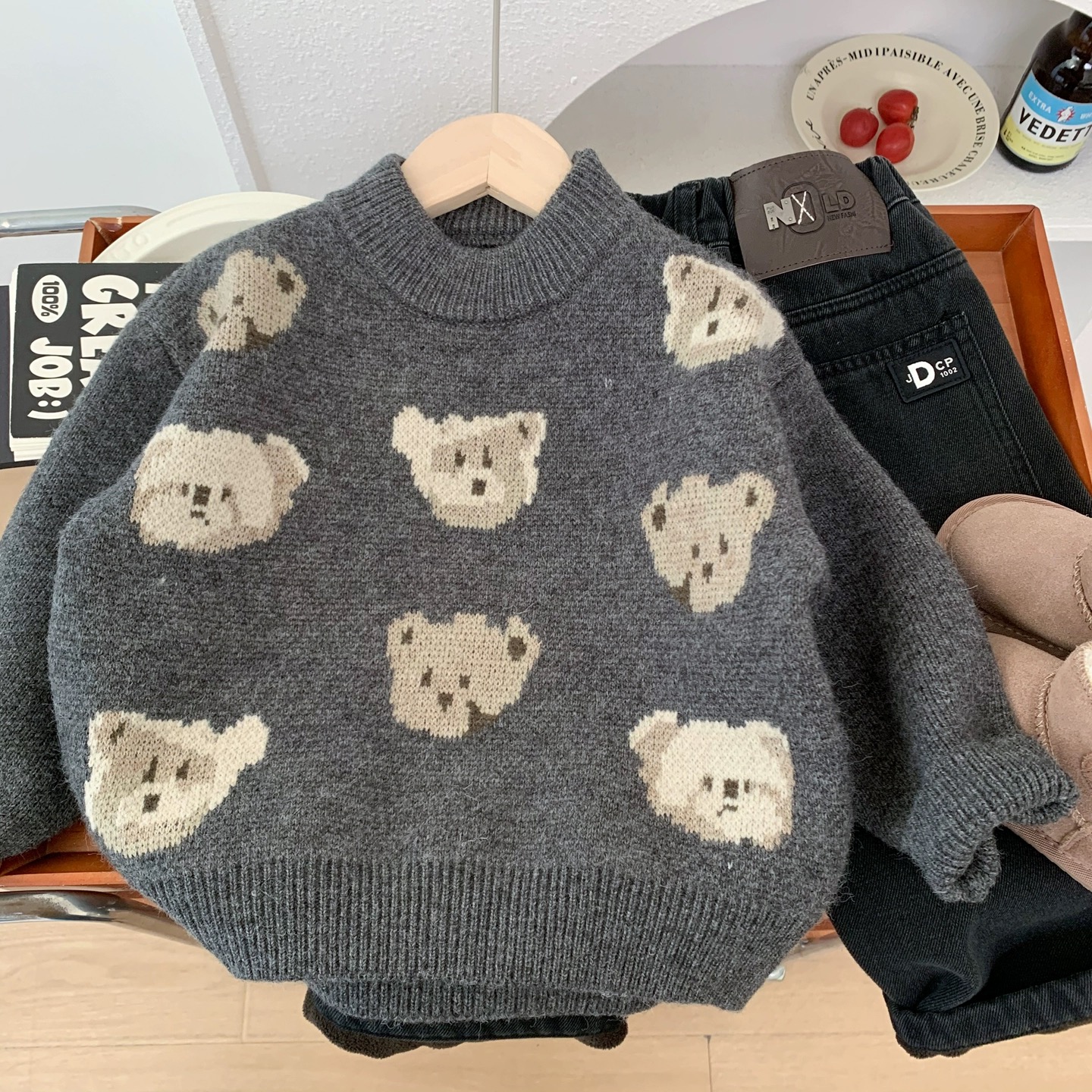 男童秋冬装卡通加厚保暖打底毛衣