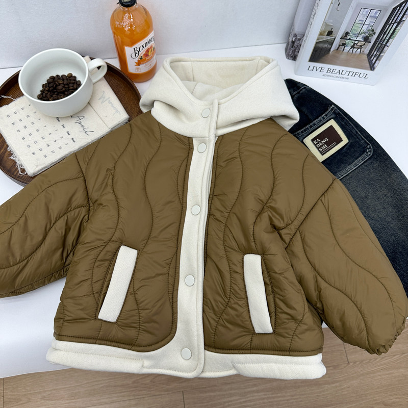 男童冬装连帽加绒加厚棉服