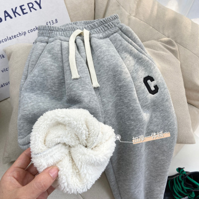 儿童冬季一体加绒加厚运动卫裤