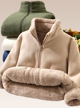 初高中生校服内搭冬季小棉袄抓绒衣摇粒绒外套男女童棉衣内胆神器