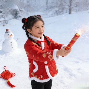 12岁本命年拜年服东北大花棉袄过年喜庆女童国风盘扣棉服加厚外套