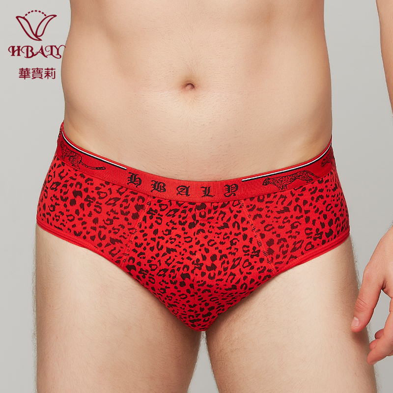 华宝莉性感豹纹男莫代尔内裤四平