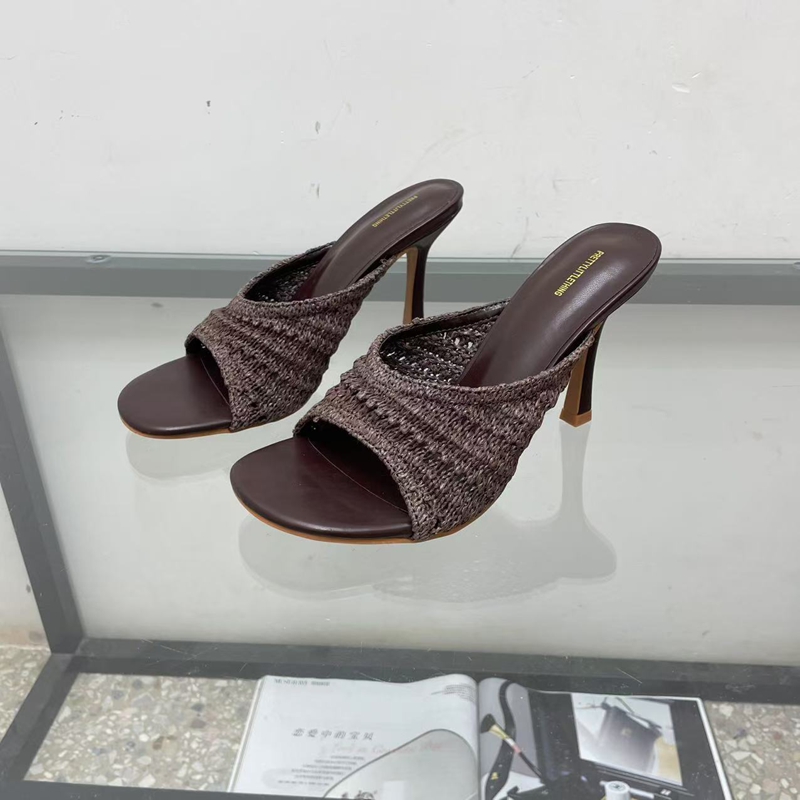 原单女鞋时尚尖头细高跟鞋女鞋水高跟鞋编织鞋79.5厘米35-41外贸