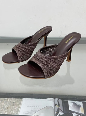 原单女鞋时尚尖头细高跟鞋女鞋水高跟鞋编织鞋79.5厘米35-41外贸