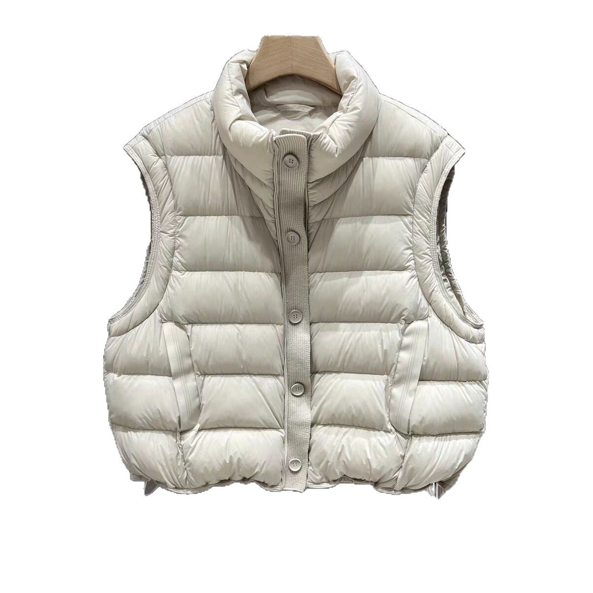 感立领排骨羽绒马甲女2025新款冬季宽松外穿超好看白鸭绒马夹