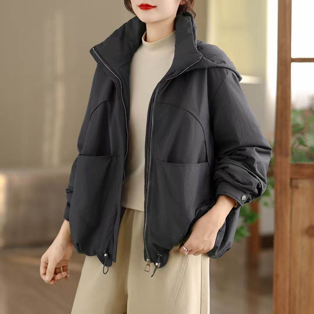 25年冬款棉衣女加棉加厚保暖连帽学院风韩版外套上衣新款棉袄新款