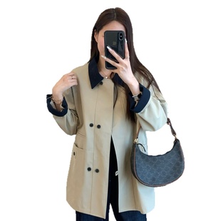 休闲风衣 日系工装 THEWOW客供面料 立裁挺括有筋骨撞色翻领落肩袖