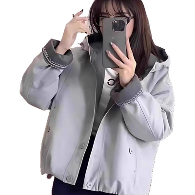 冲锋衣外套女2025秋冬新款爆款韩版加棉加厚连帽宽松休闲撞色上衣