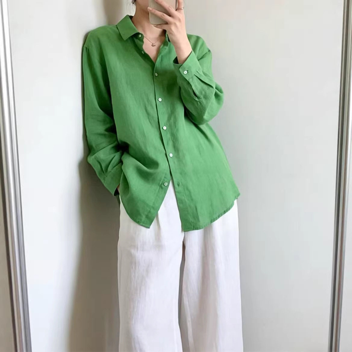 2026年春款衬衫女长袖亚麻宽松休闲韩版衬衣上衣亲肤新款衬衫时尚