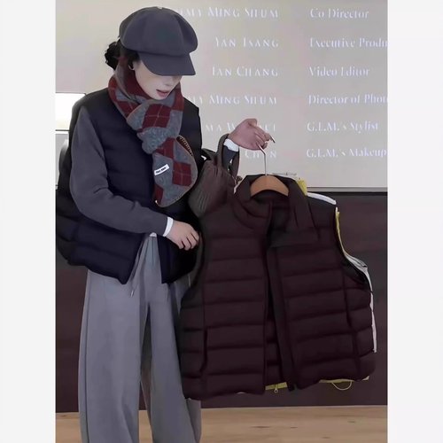 羽绒马甲女2025秋冬新款韩版宽松休闲轻薄白鸭绒保暖背心外套上衣