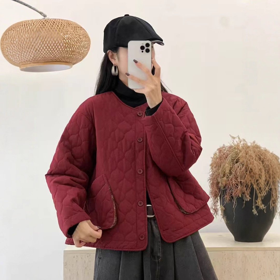 25年冬款棉服女加棉加厚绗棉外套宽松休闲韩版学院风外套棉服上衣