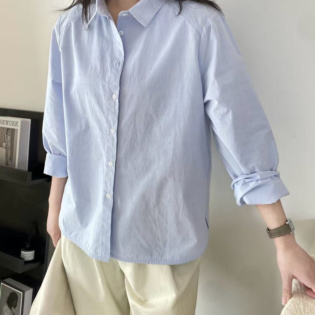 2026年春款衬衫女长袖宽松休闲学院风上衣慵懒风亲肤衬衣时尚新款