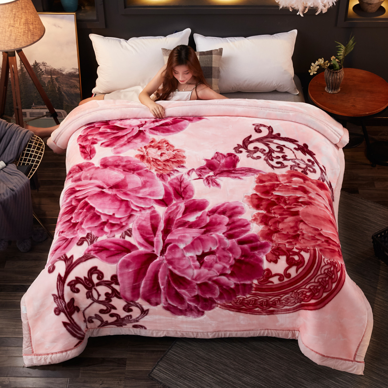 11斤加大加厚拉舍尔毛毯大红婚庆冬季双人盖毯双层毯子2.2X2.4米