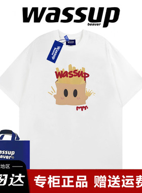 WASSUP BEAVER美式印花纯棉宽松短袖夏季男女新款潮牌上衣半袖T恤