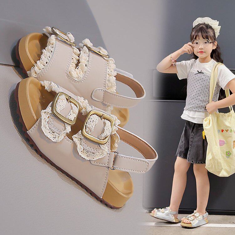 2026夏季新款女童鞋正品防滑3-6岁露趾夏季橡胶儿童魔术贴凉鞋子