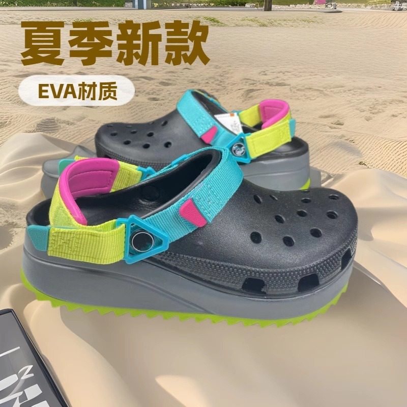 croos夏季新款酷走情侣洞洞鞋男女凉鞋克洛格厚底沙滩鞋休闲拖鞋