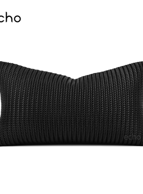 echo回声现代简约轻奢样板间黑色编织皮质抱枕沙发床上腰枕靠垫套