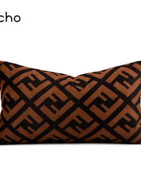 echo回声Vintage轻奢中古F字母高级橙色高端酒店沙发腰枕抱枕定制