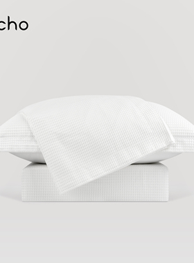 北欧ins 软装样板房简约轻奢新中式白色方格子纹理床上用品四件套