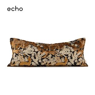 echo海派老钱风割绒福禄寿吉祥图案高档沙发客厅抱枕长条腰枕靠垫
