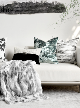 回声家居轻奢样板间抱枕绿色新中式高级感沙发定制靠垫靠枕咕臣套