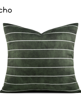 轻奢酒店样板间别墅墨绿色绣花抱枕沙发客厅靠枕床头方枕靠垫靠包