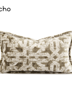 echo法式轻奢沙发进口米咖白割绒抱枕Velvet throw pillow腰靠垫