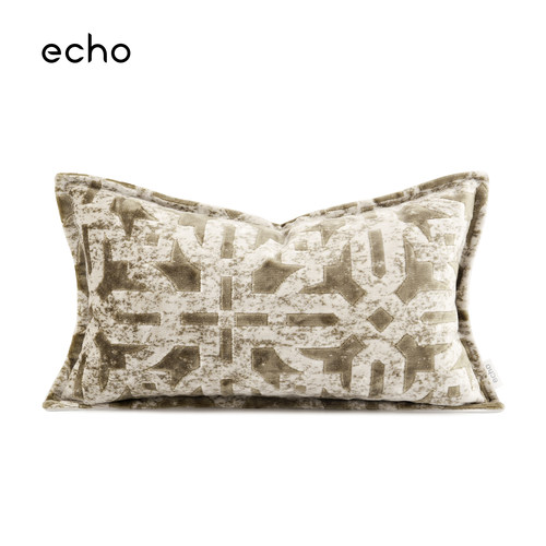 echo法式轻奢沙发进口米咖白割绒抱枕Velvet throw pillow腰靠垫