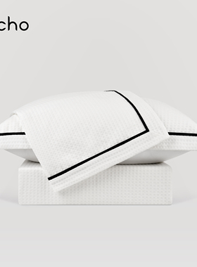 高级软装家居酒店样板间简约轻奢风新中式白色方格床上用品四件套